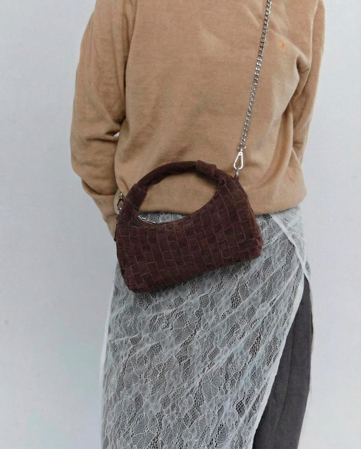 Núnoo Mini Dandy Braided Suede Chocolate Small bag Chocolate