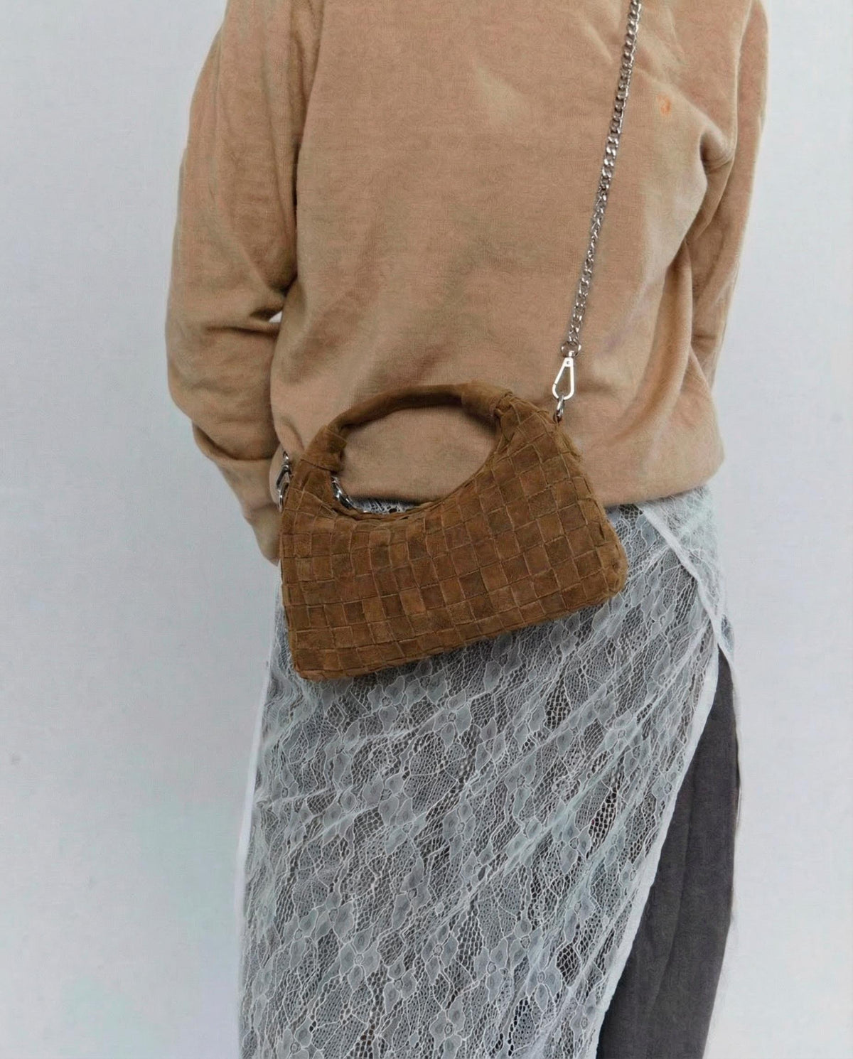Núnoo Mini Dandy Braided Suede Dusty Olive Small bag