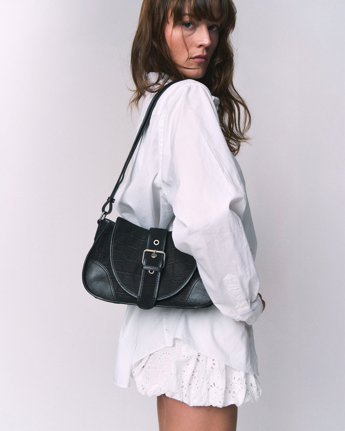 Núnoo Small Maria Scale Suede Black Small bag Black